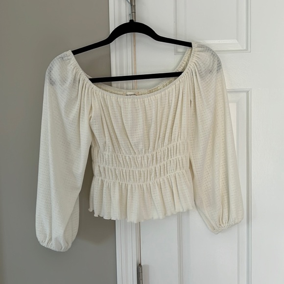 The Impeccable Pig Peasant Blouse Quarter Sleeve Cropped - Picture 1 of 4